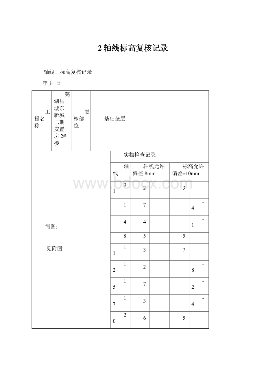 2轴线标高复核记录.docx