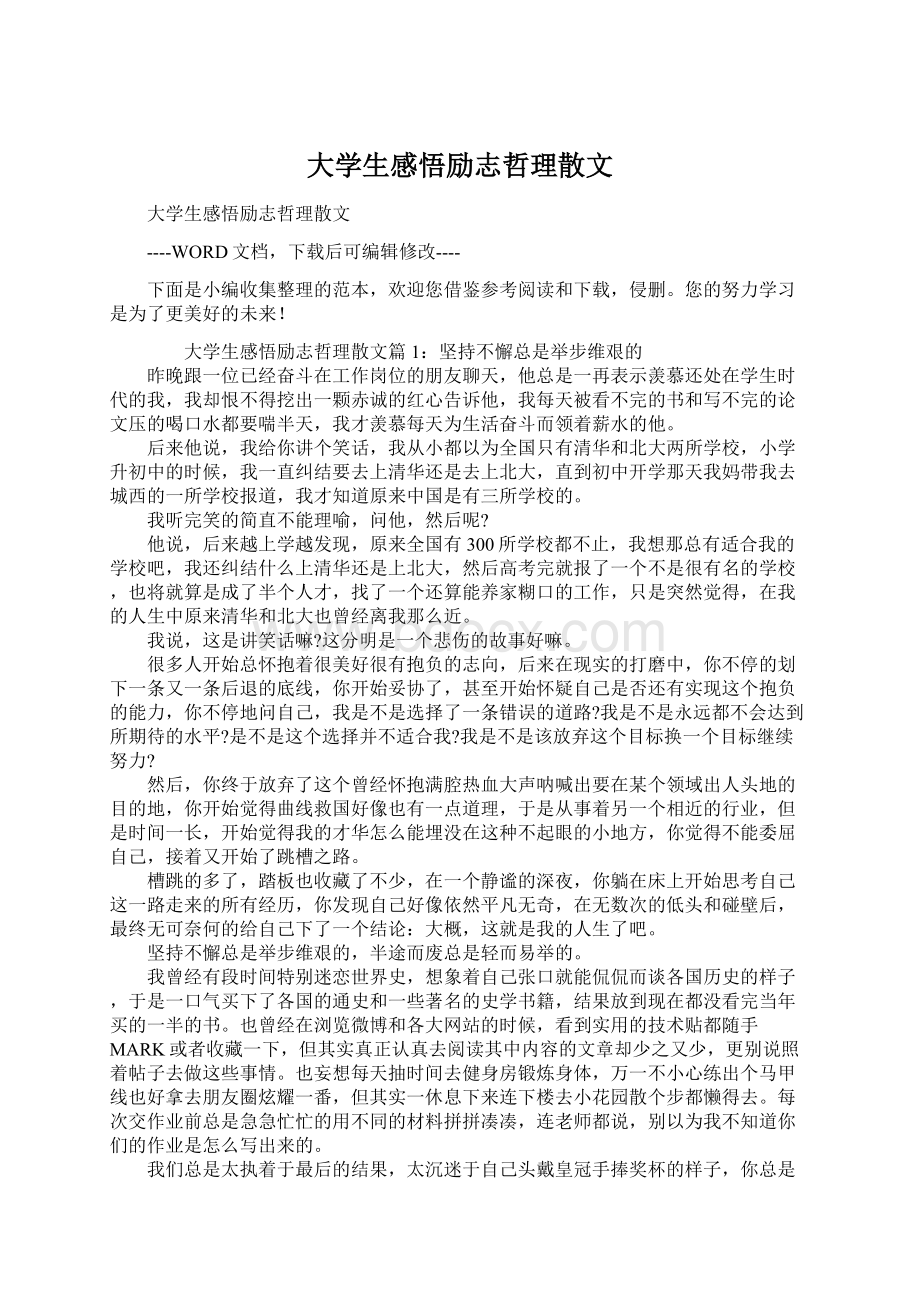 大学生感悟励志哲理散文Word格式文档下载.docx_第1页