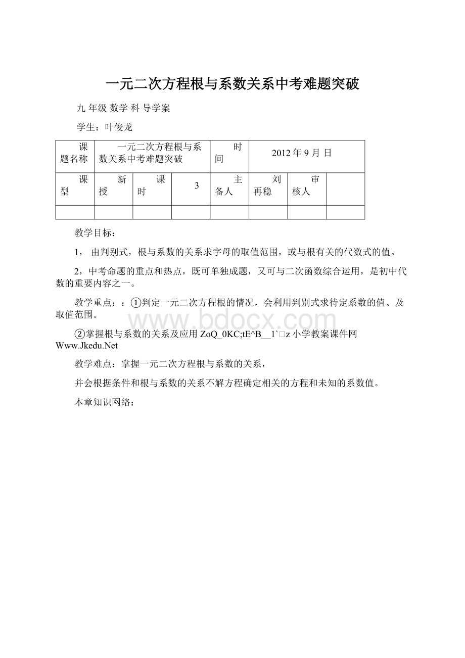 一元二次方程根与系数关系中考难题突破Word格式文档下载.docx