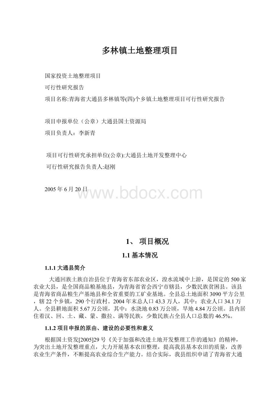 多林镇土地整理项目文档格式.docx