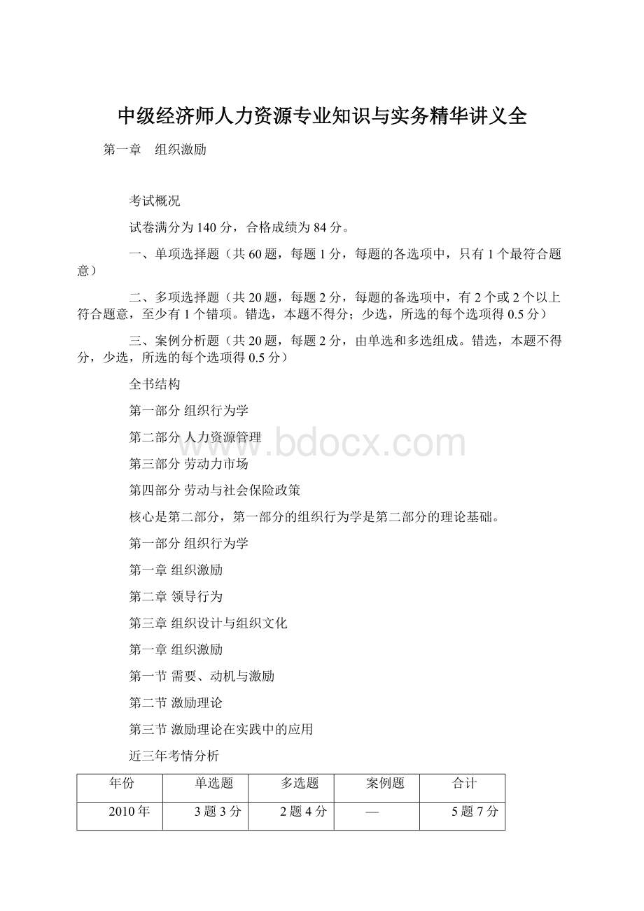 中级经济师人力资源专业知识与实务精华讲义全Word文件下载.docx