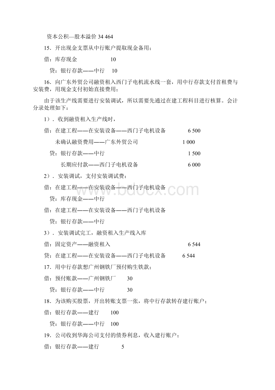 会计综合实验中的会计分录简版.docx_第3页