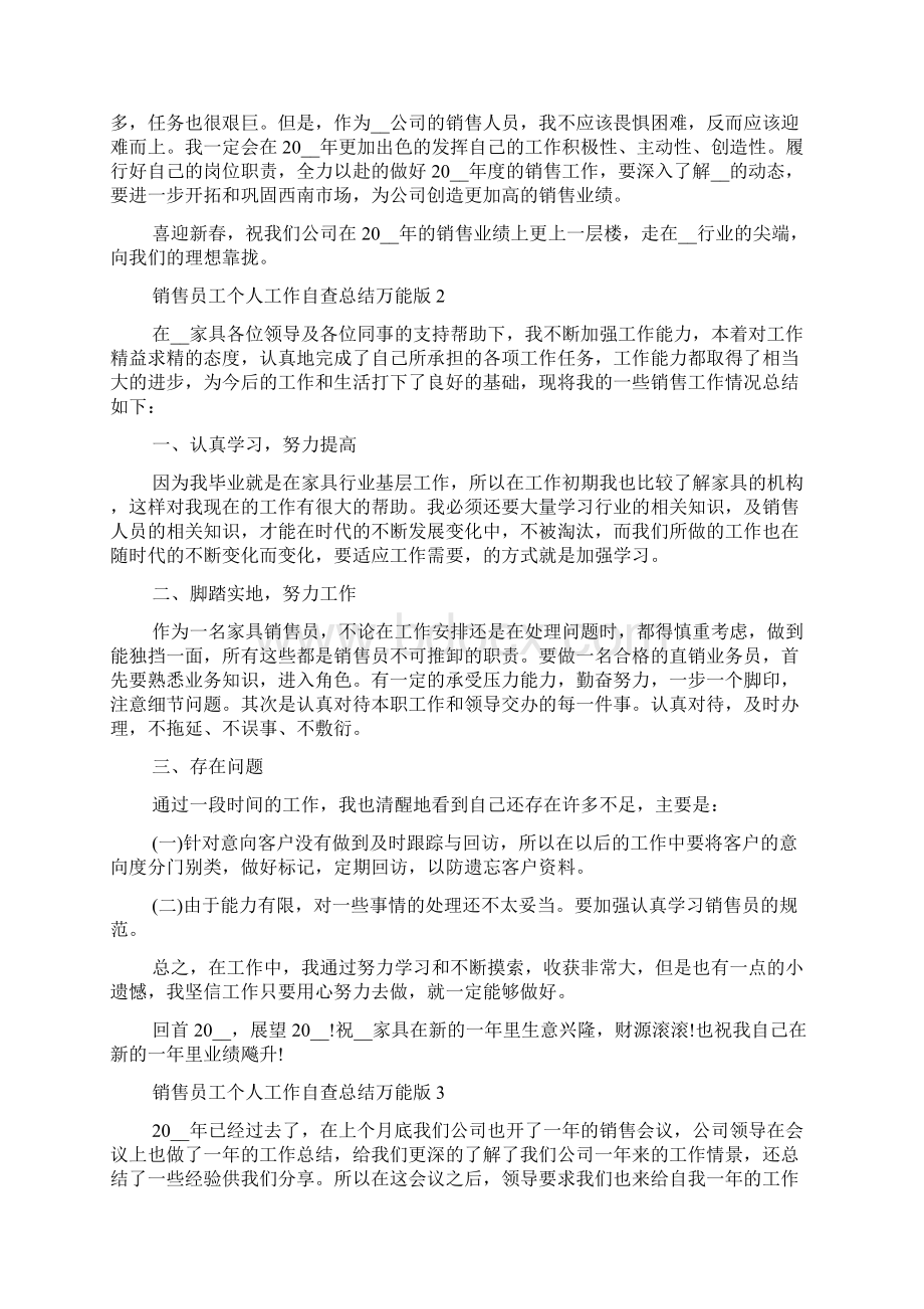 销售员工个人工作自查总结万能版Word文档下载推荐.docx_第2页