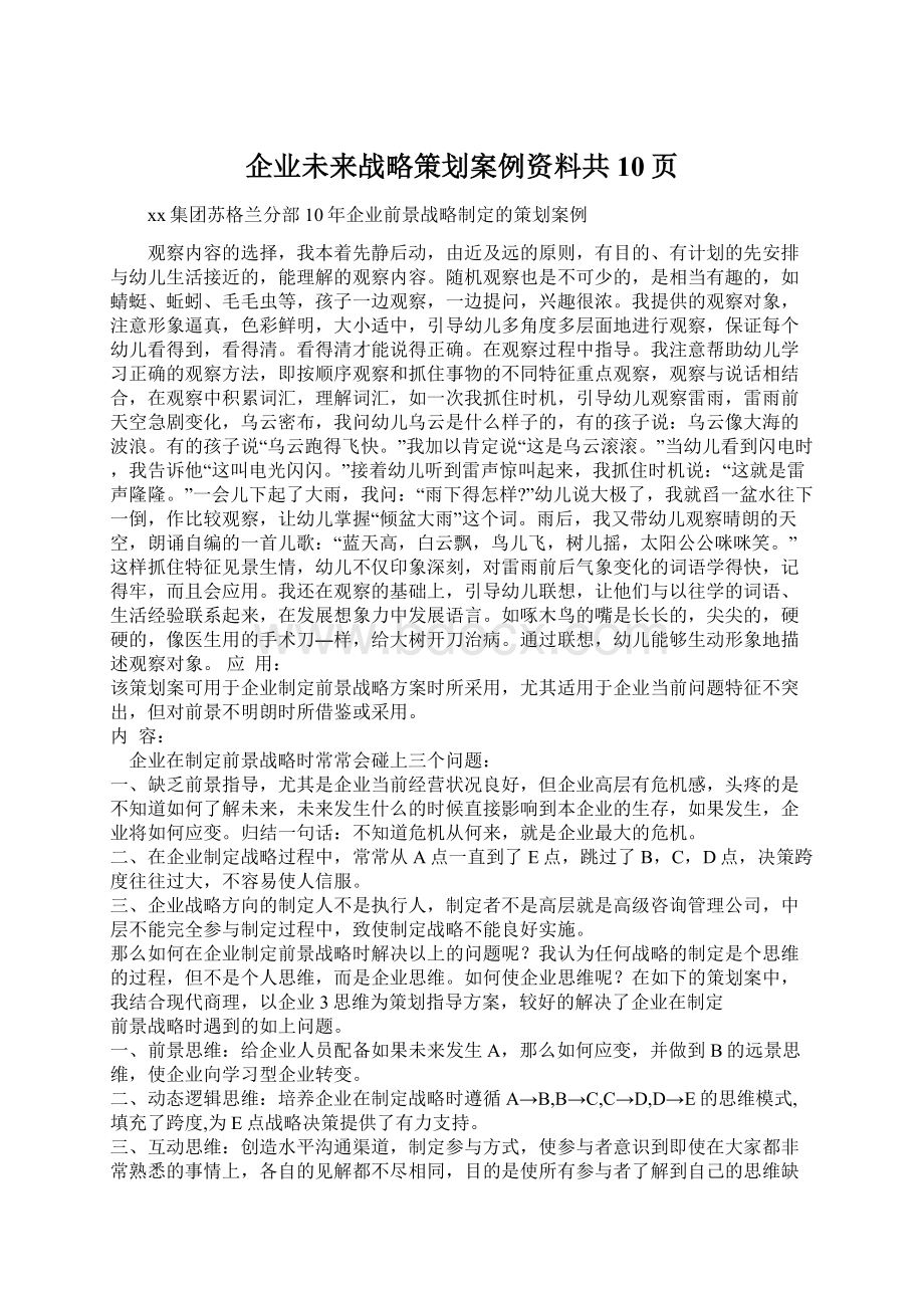 企业未来战略策划案例资料共10页.docx