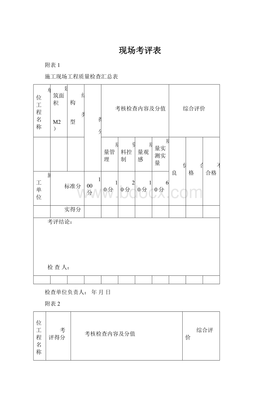 现场考评表Word格式文档下载.docx