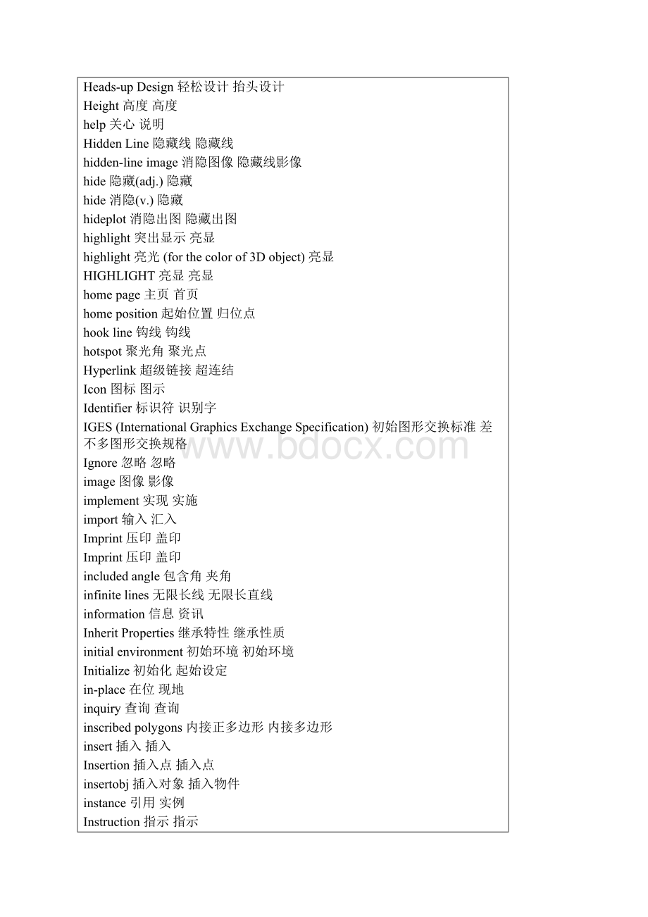 AutoCAD机械制图英语词汇Word文档格式.docx_第2页