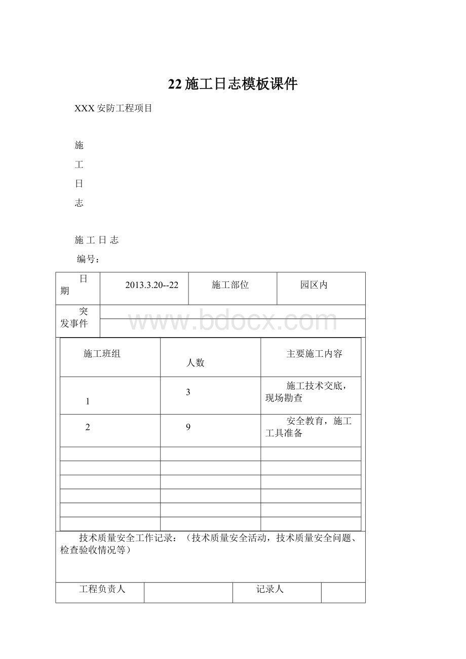 22施工日志模板课件.docx_第1页