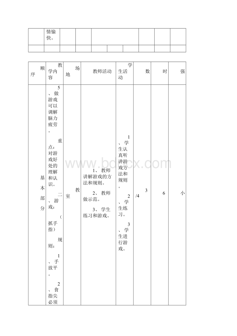 小学四年级上册体育教案表格.docx_第3页