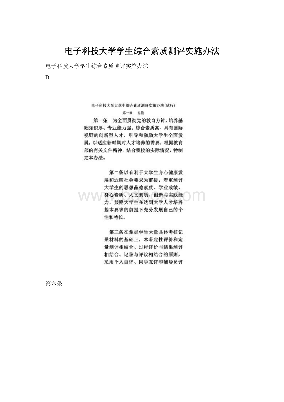 电子科技大学学生综合素质测评实施办法Word文档下载推荐.docx_第1页