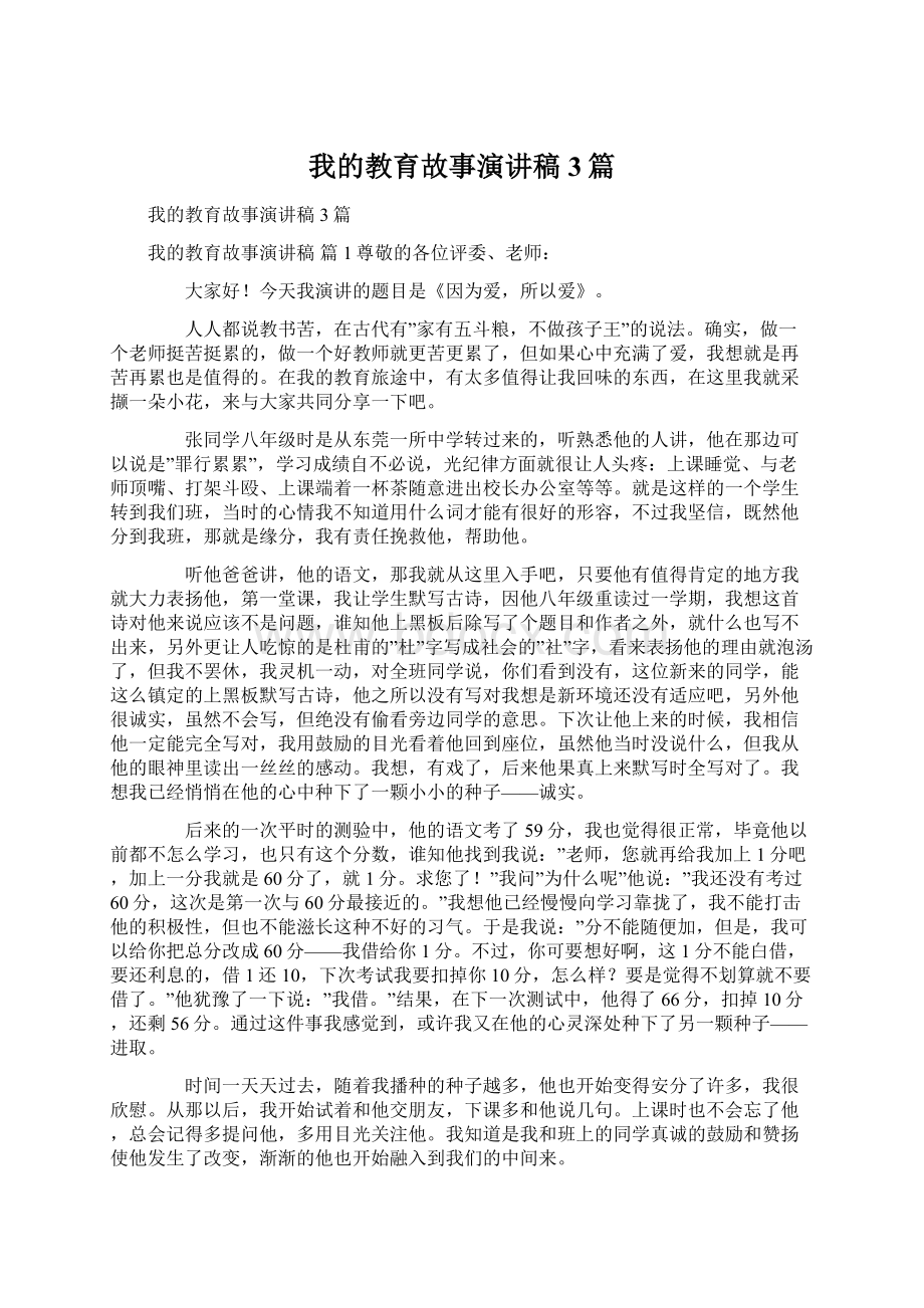 我的教育故事演讲稿3篇文档格式.docx