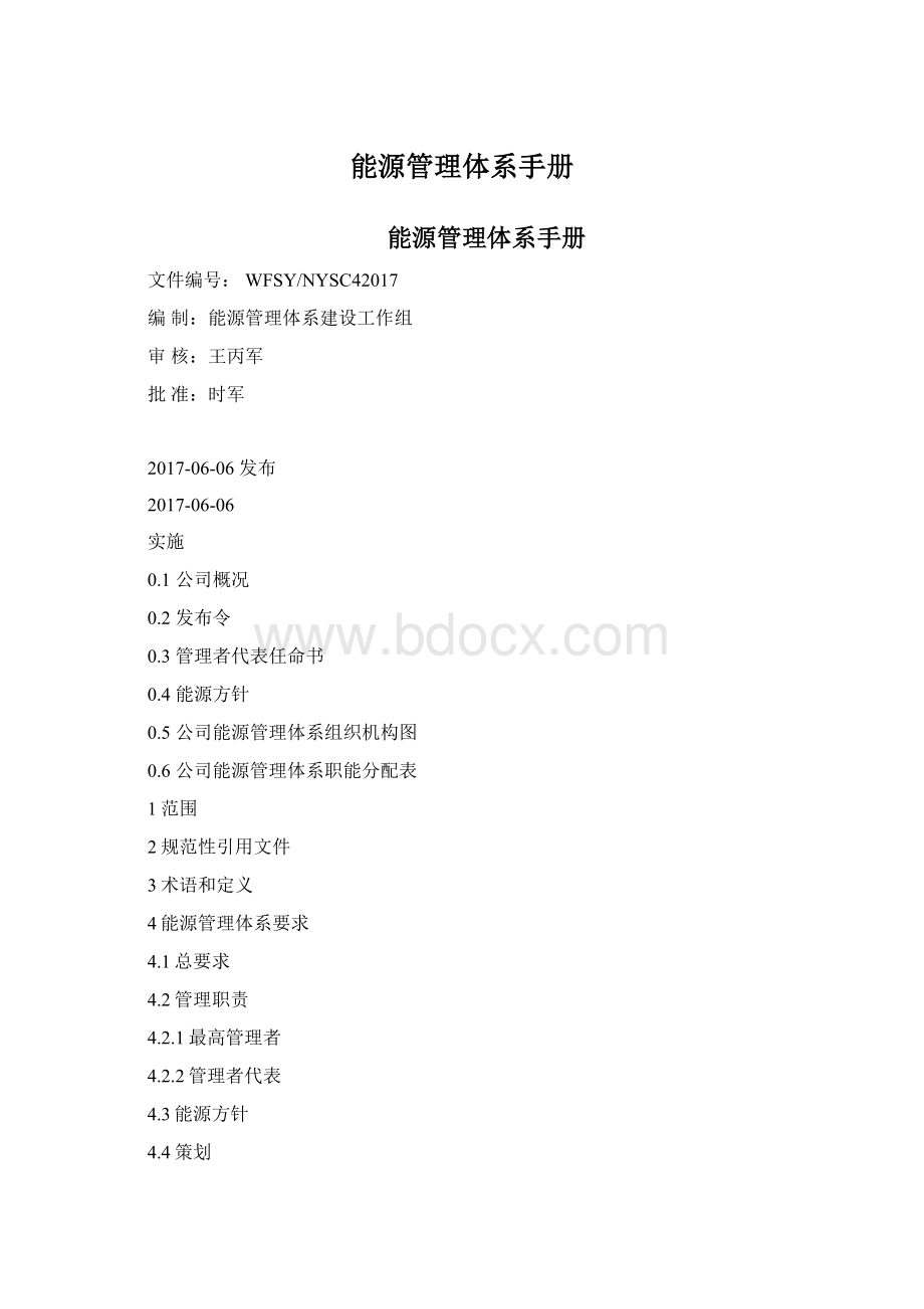 能源管理体系手册Word文档格式.docx_第1页