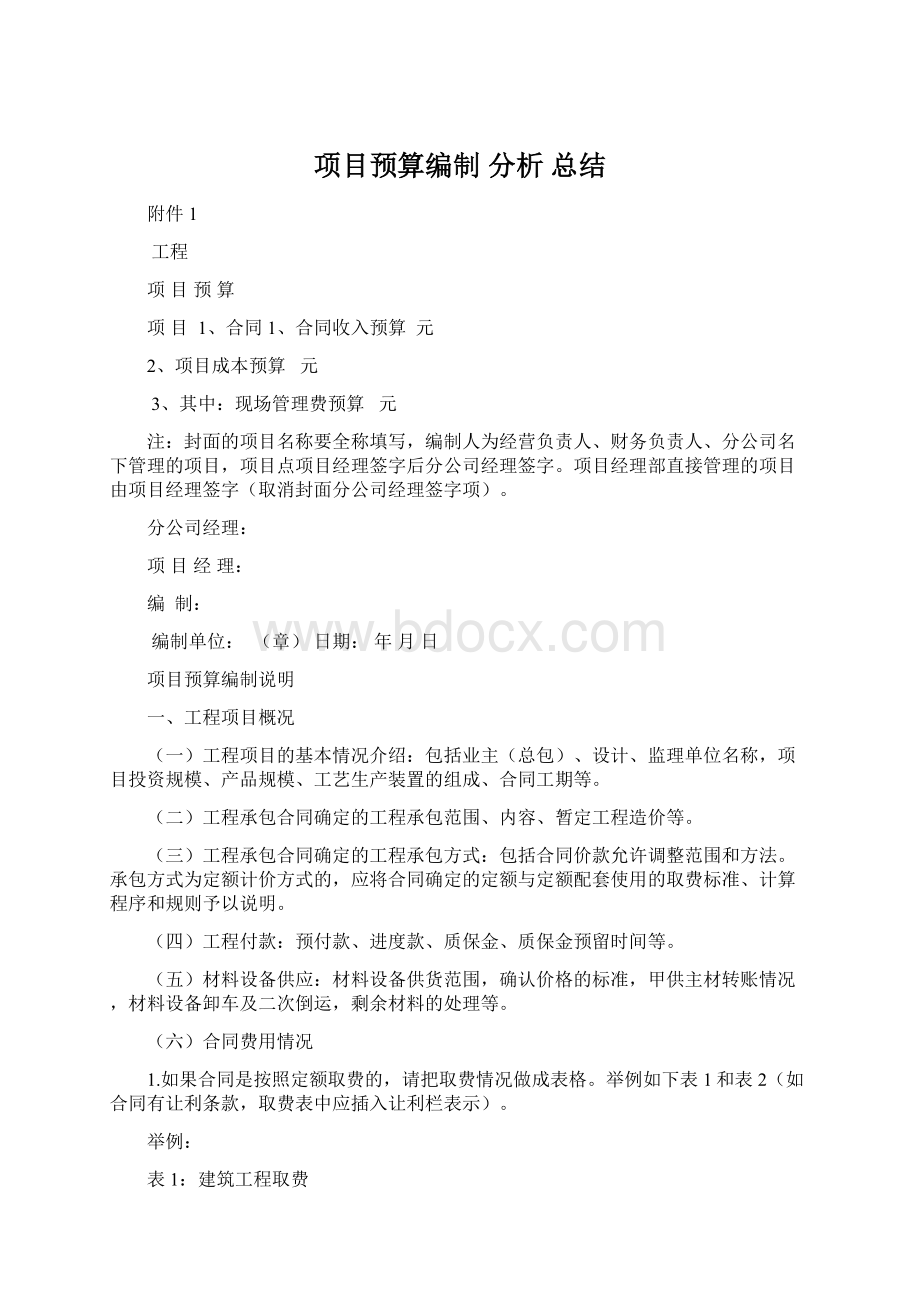 项目预算编制 分析 总结.docx