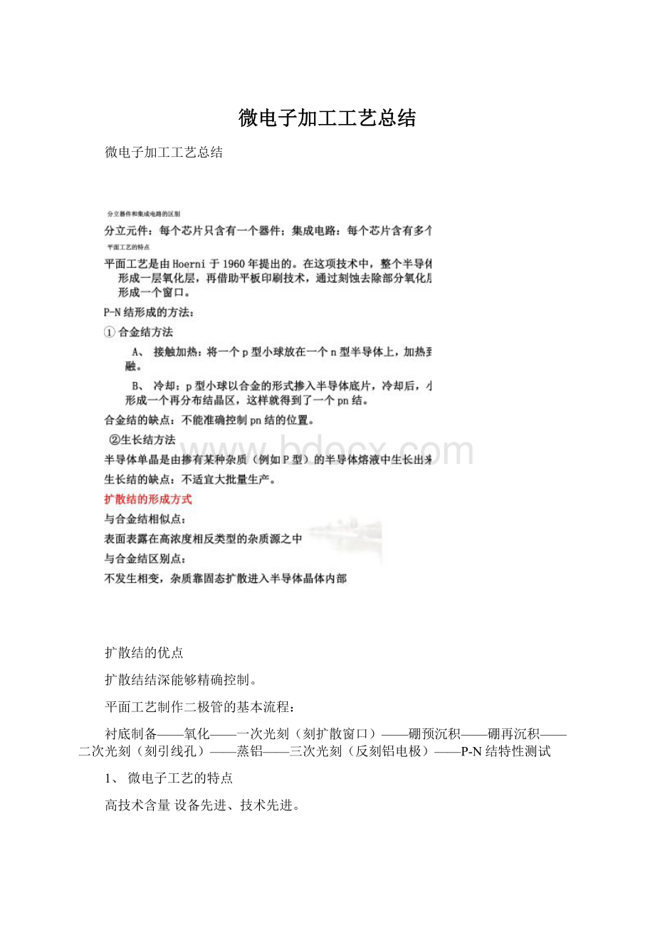 微电子加工工艺总结.docx