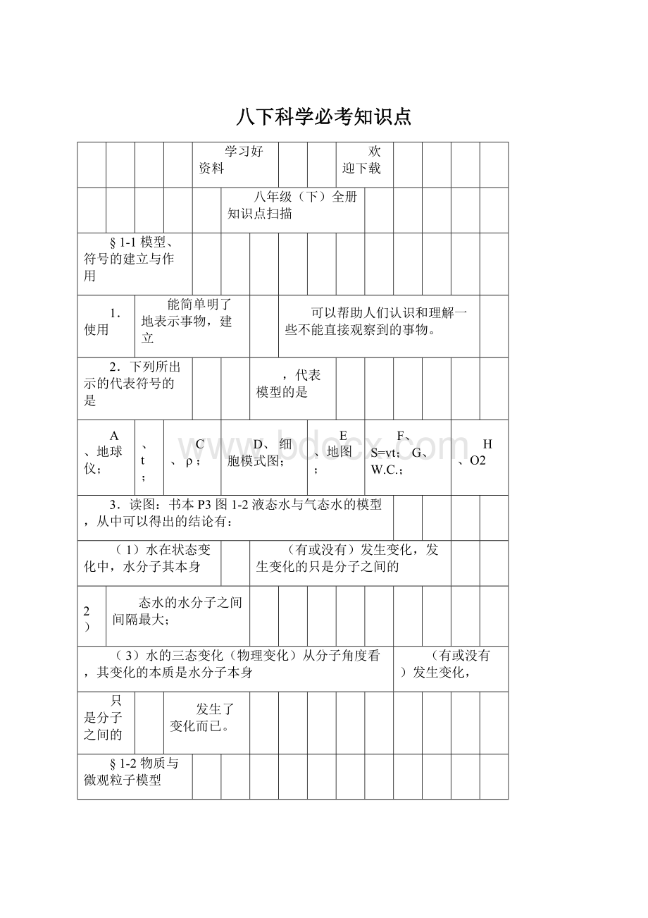 八下科学必考知识点.docx