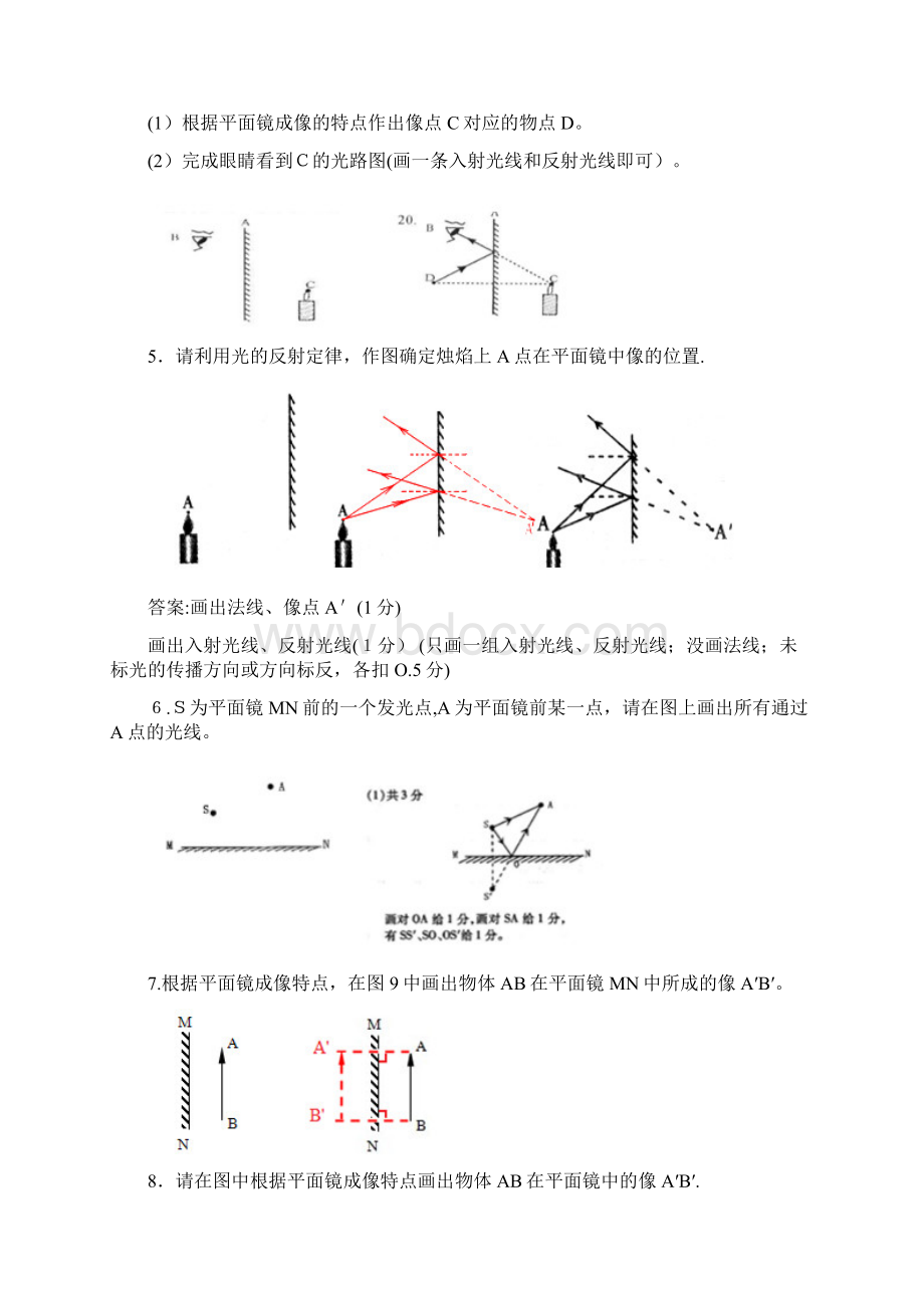 七年级下册科学平面镜成像作图题.docx_第2页