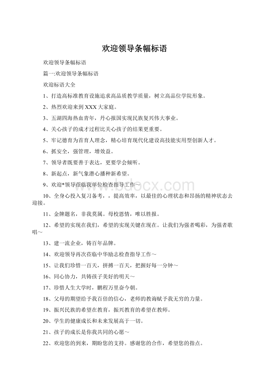 欢迎领导条幅标语.docx_第1页