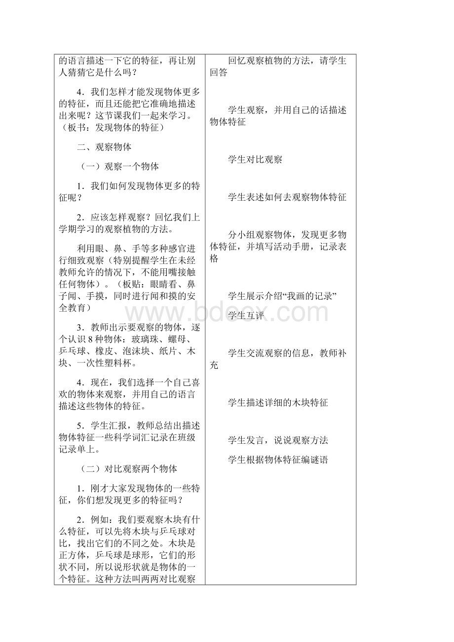 一年级下册科学教案全表格式Word文档下载推荐.docx_第2页