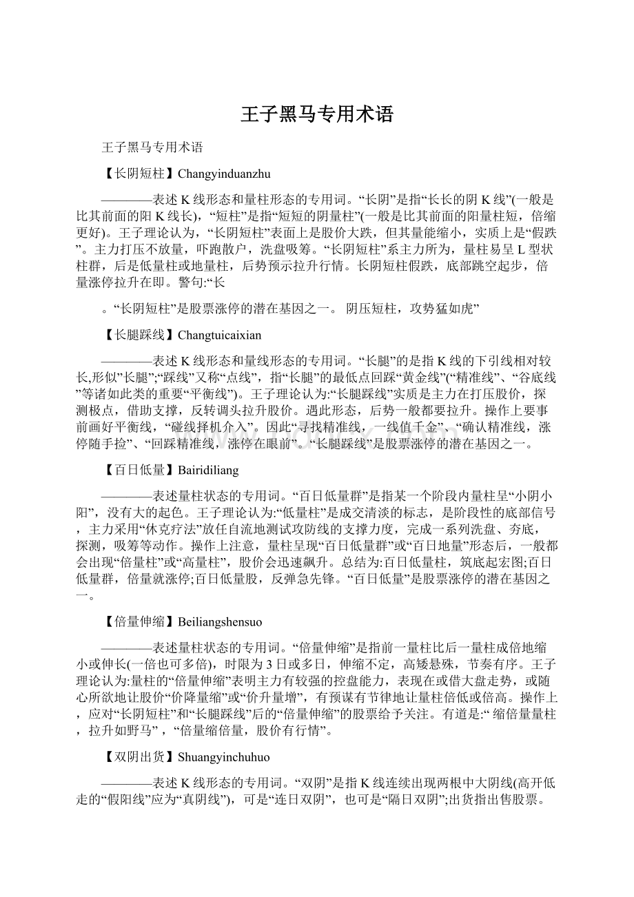 王子黑马专用术语.docx_第1页