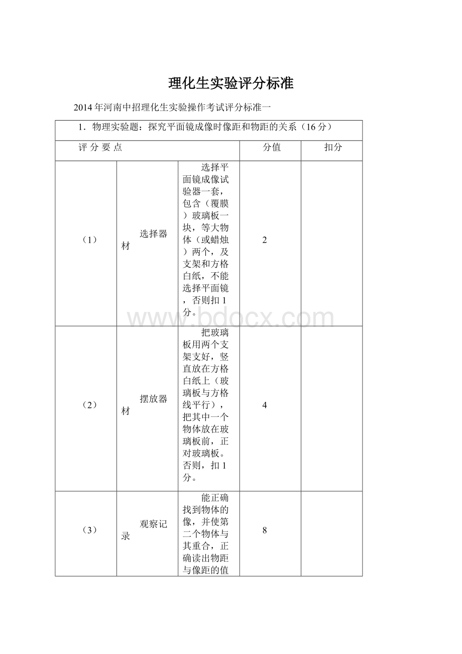 理化生实验评分标准Word格式.docx