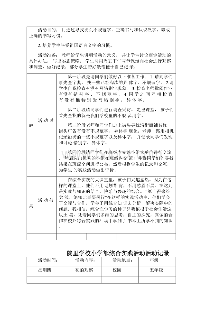 最新五年级综合实践活动记录表格1Word格式.docx_第2页