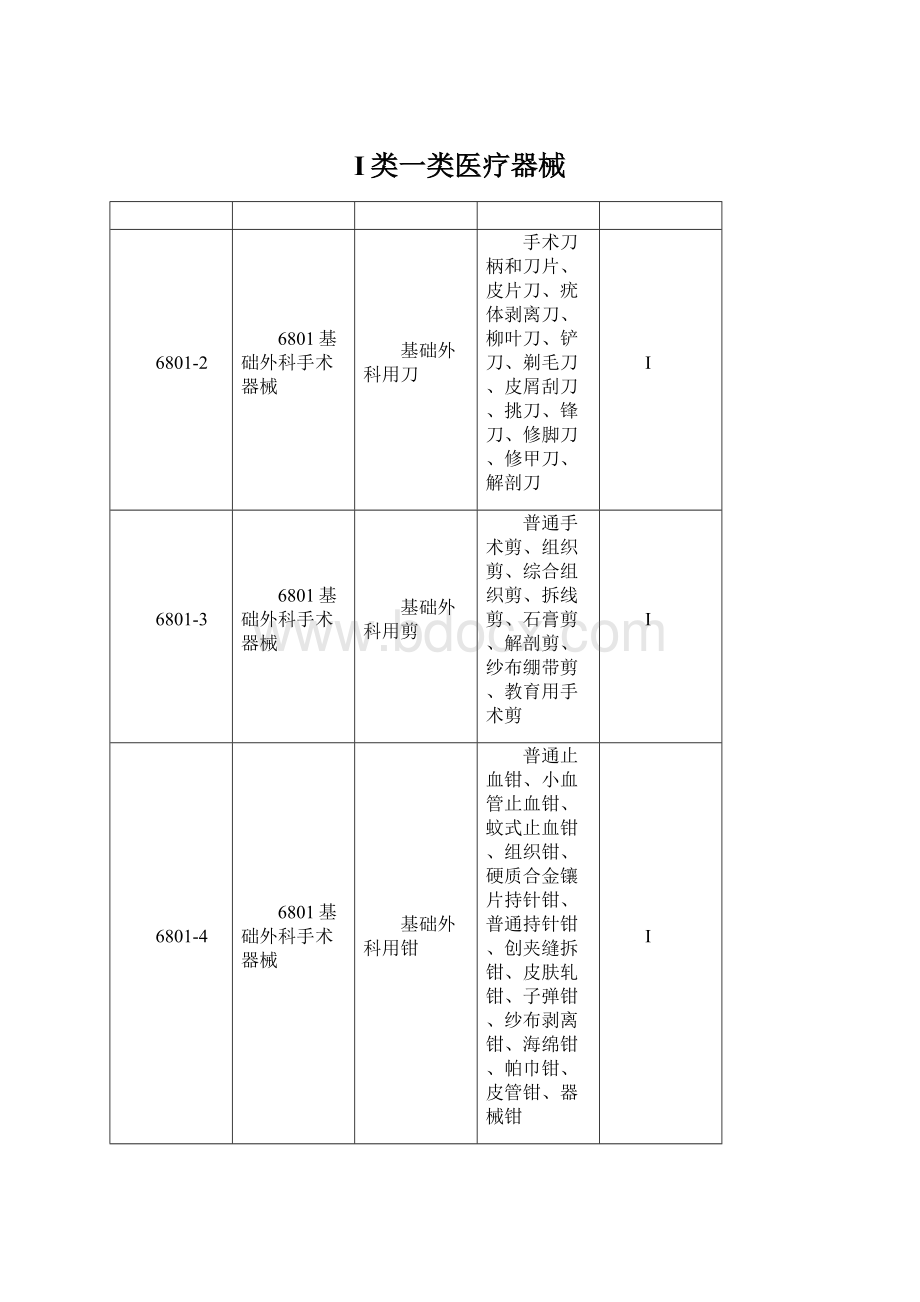 I类一类医疗器械文档格式.docx