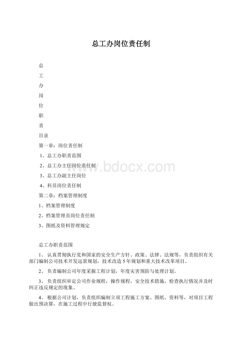 总工办岗位责任制Word格式文档下载.docx_第1页