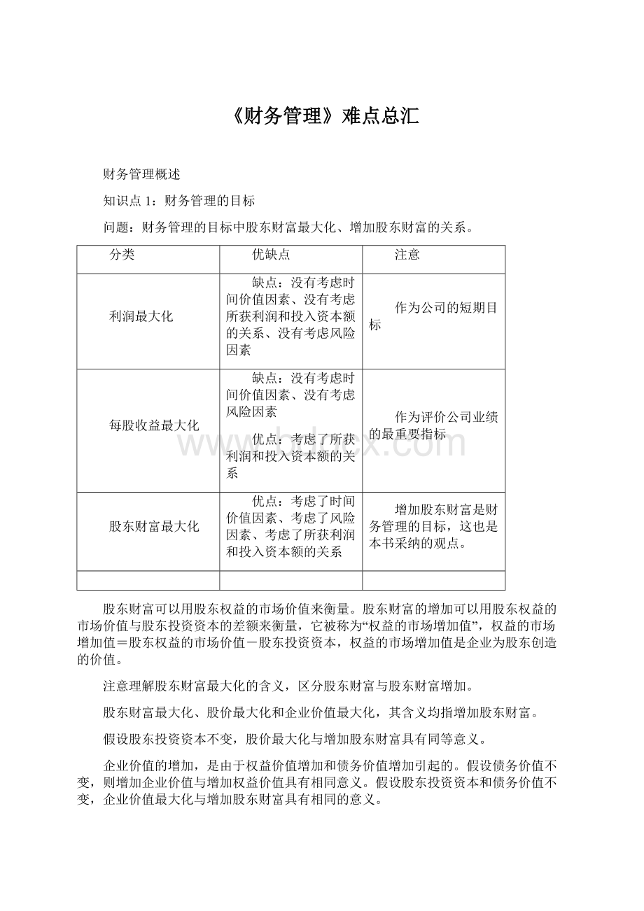 《财务管理》难点总汇Word格式.docx