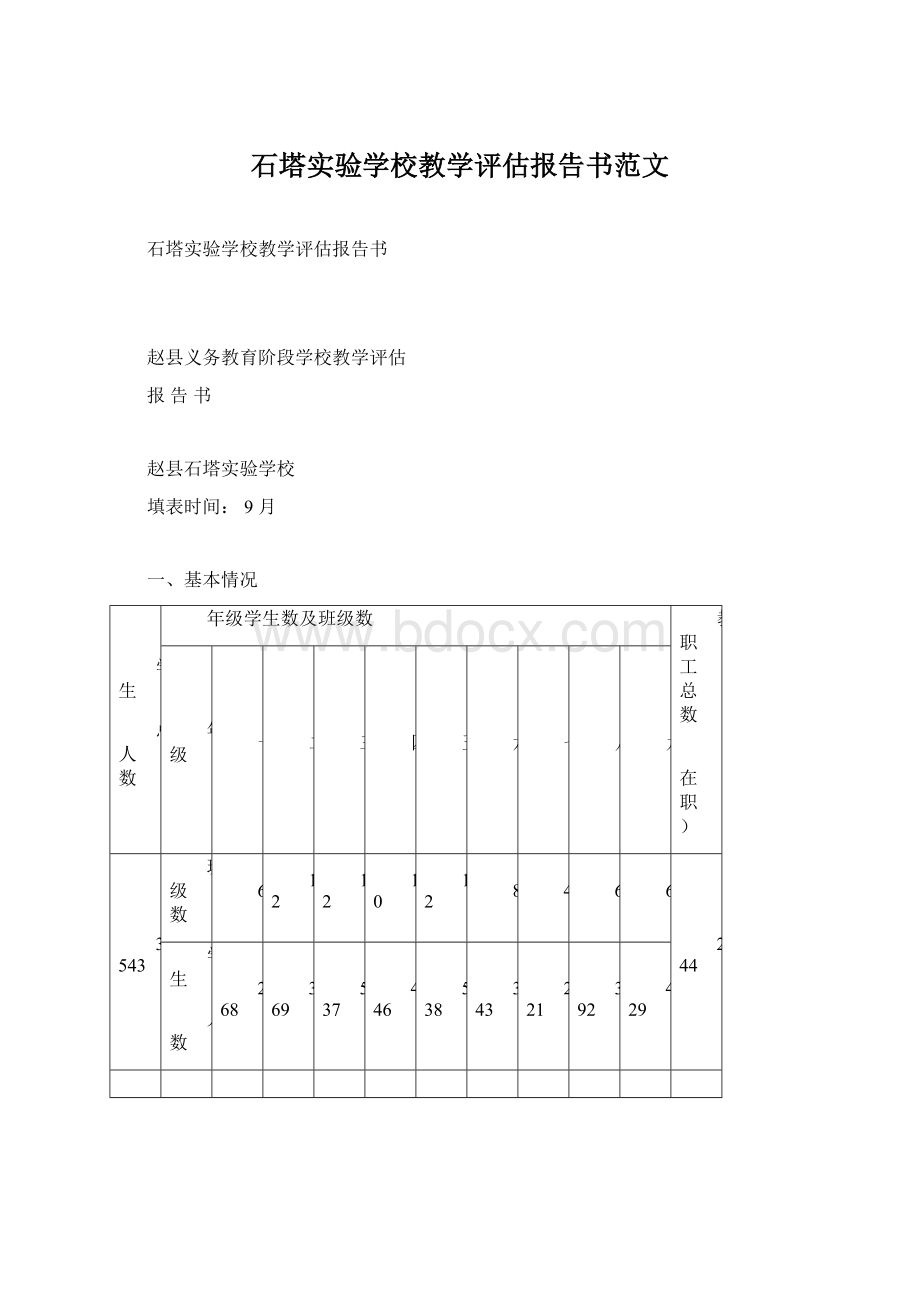 石塔实验学校教学评估报告书范文.docx