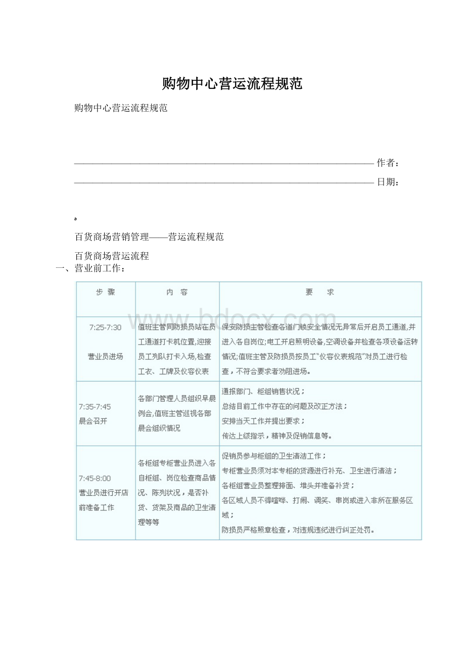 购物中心营运流程规范Word格式.docx