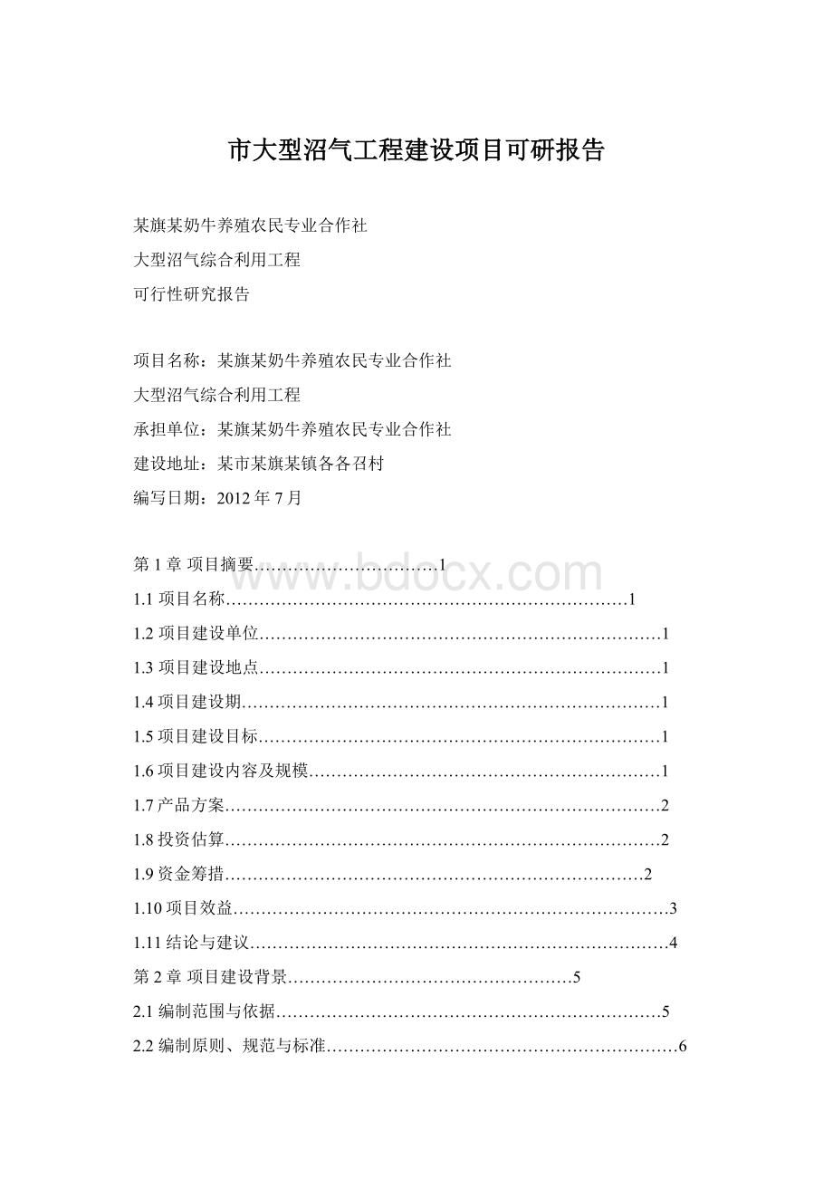 市大型沼气工程建设项目可研报告.docx_第1页