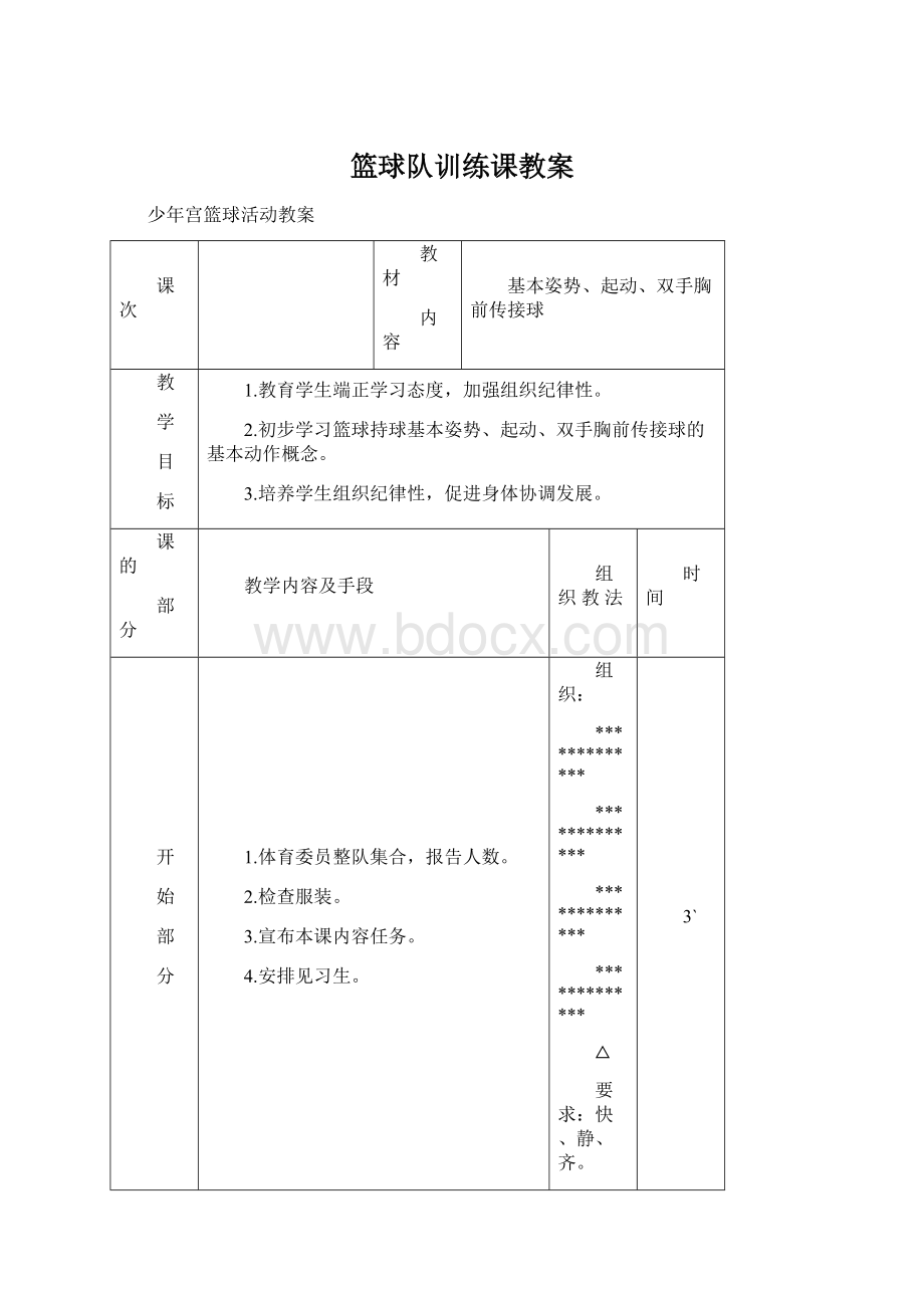 篮球队训练课教案Word格式文档下载.docx_第1页