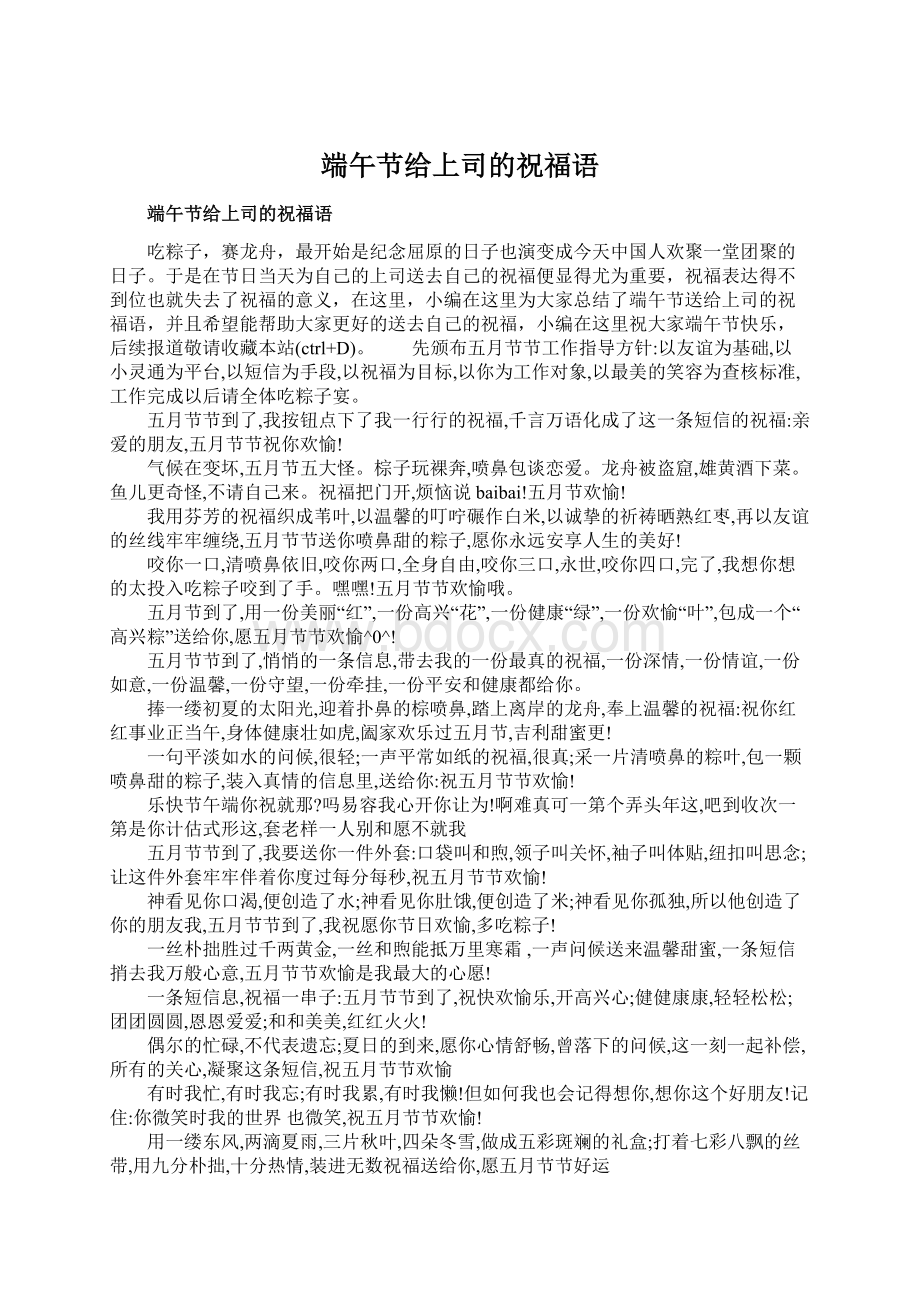 端午节给上司的祝福语Word文档格式.docx