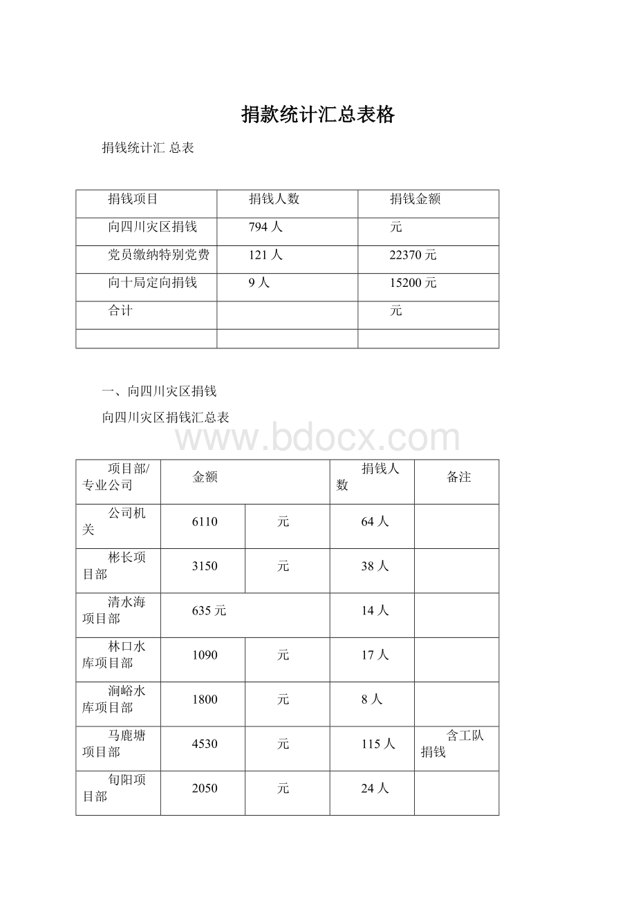 捐款统计汇总表格.docx_第1页