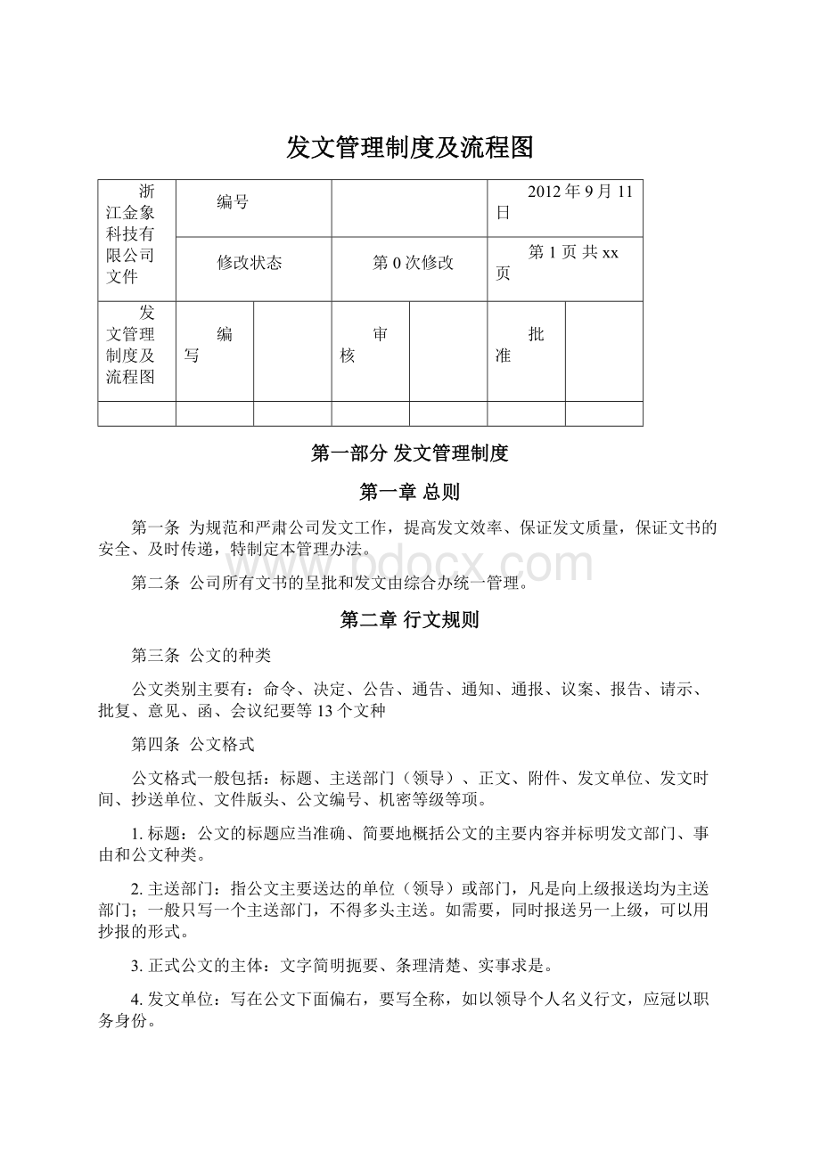 发文管理制度及流程图文档格式.docx_第1页