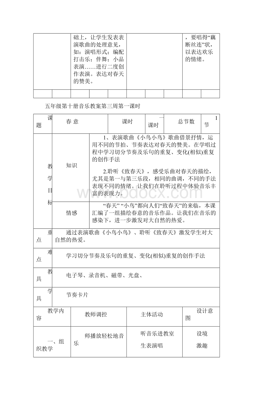 新人音版小学音乐五年级下册教案表格版.docx_第3页