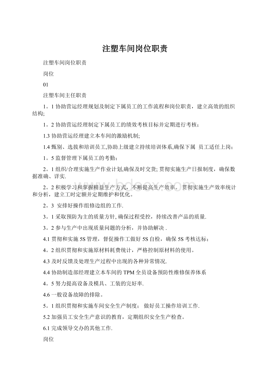 注塑车间岗位职责文档格式.docx_第1页