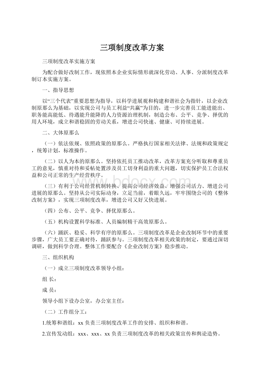 三项制度改革方案.docx