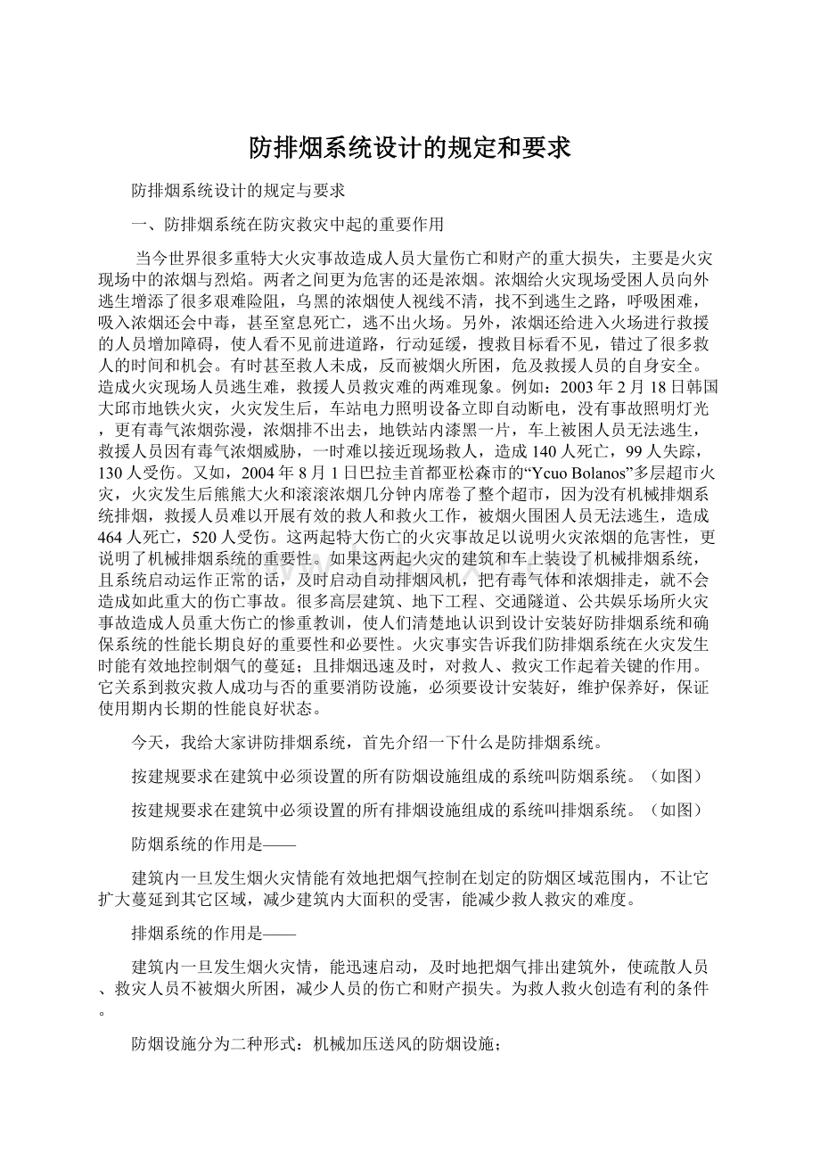 防排烟系统设计的规定和要求Word格式.docx