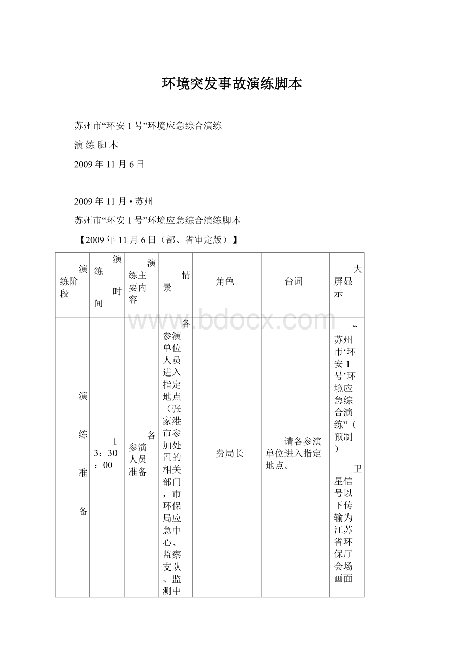 环境突发事故演练脚本.docx_第1页