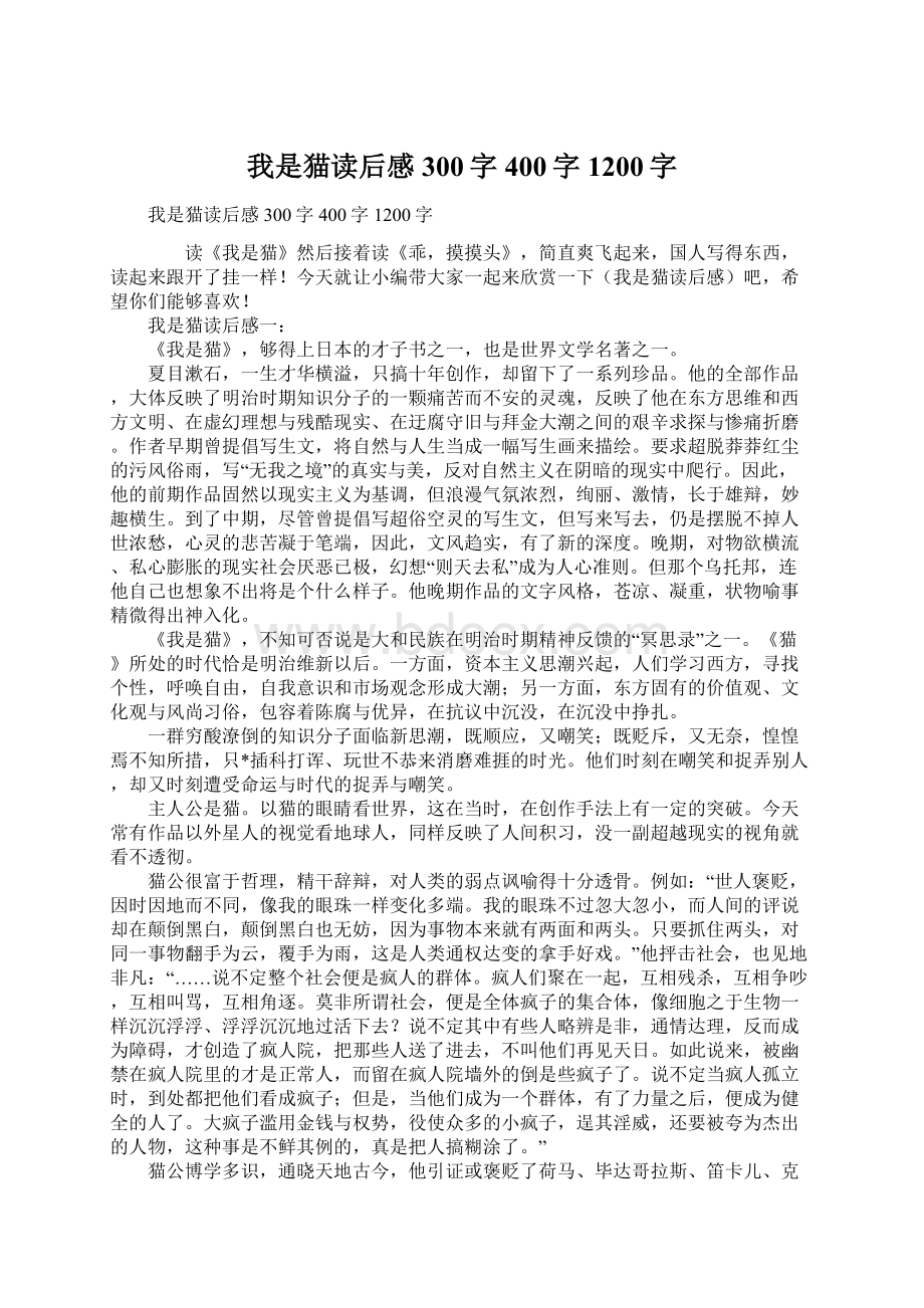 我是猫读后感300字400字1200字.docx