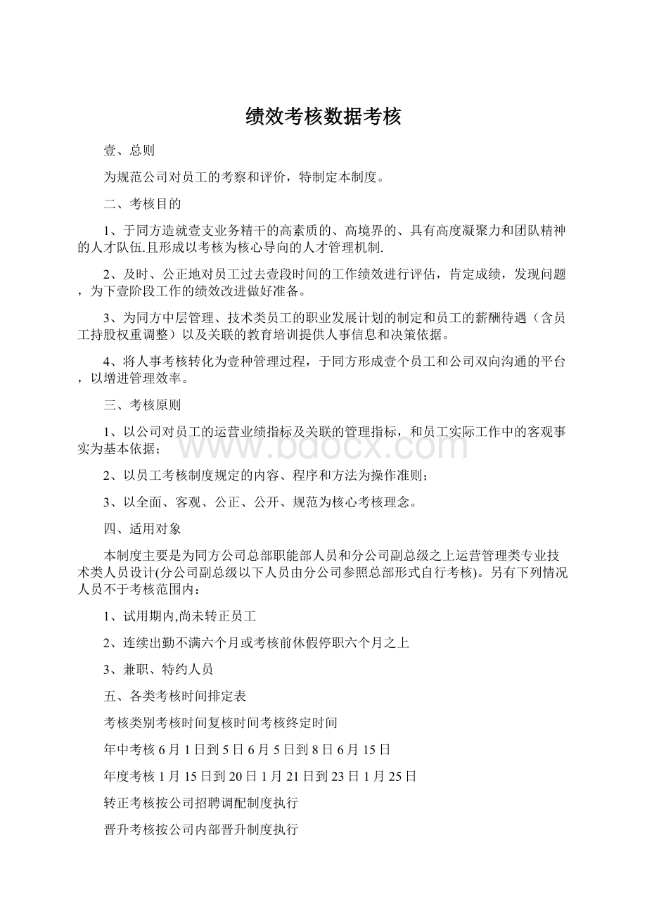 绩效考核数据考核Word格式文档下载.docx