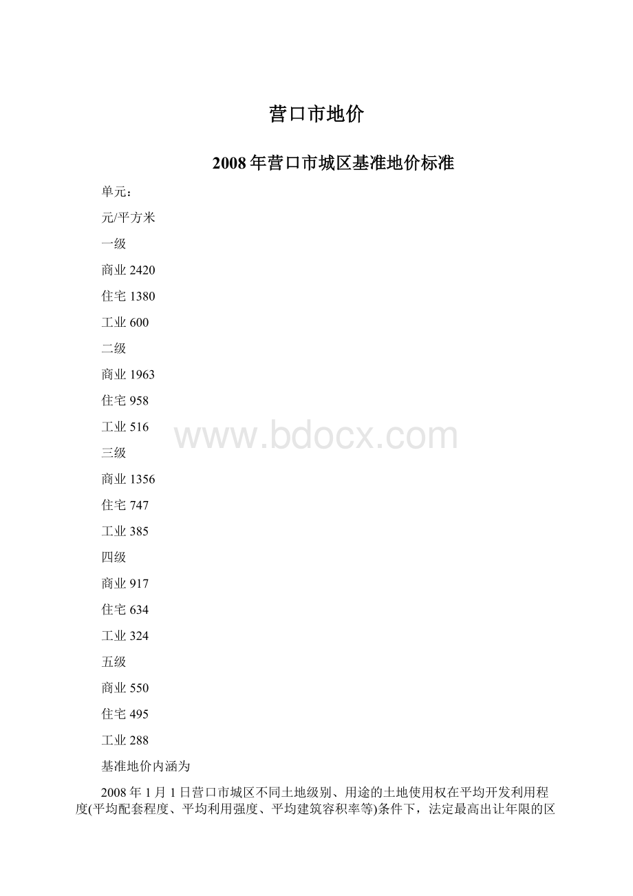 营口市地价Word文档下载推荐.docx