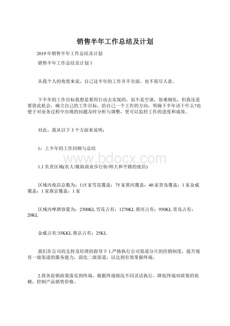 销售半年工作总结及计划.docx_第1页