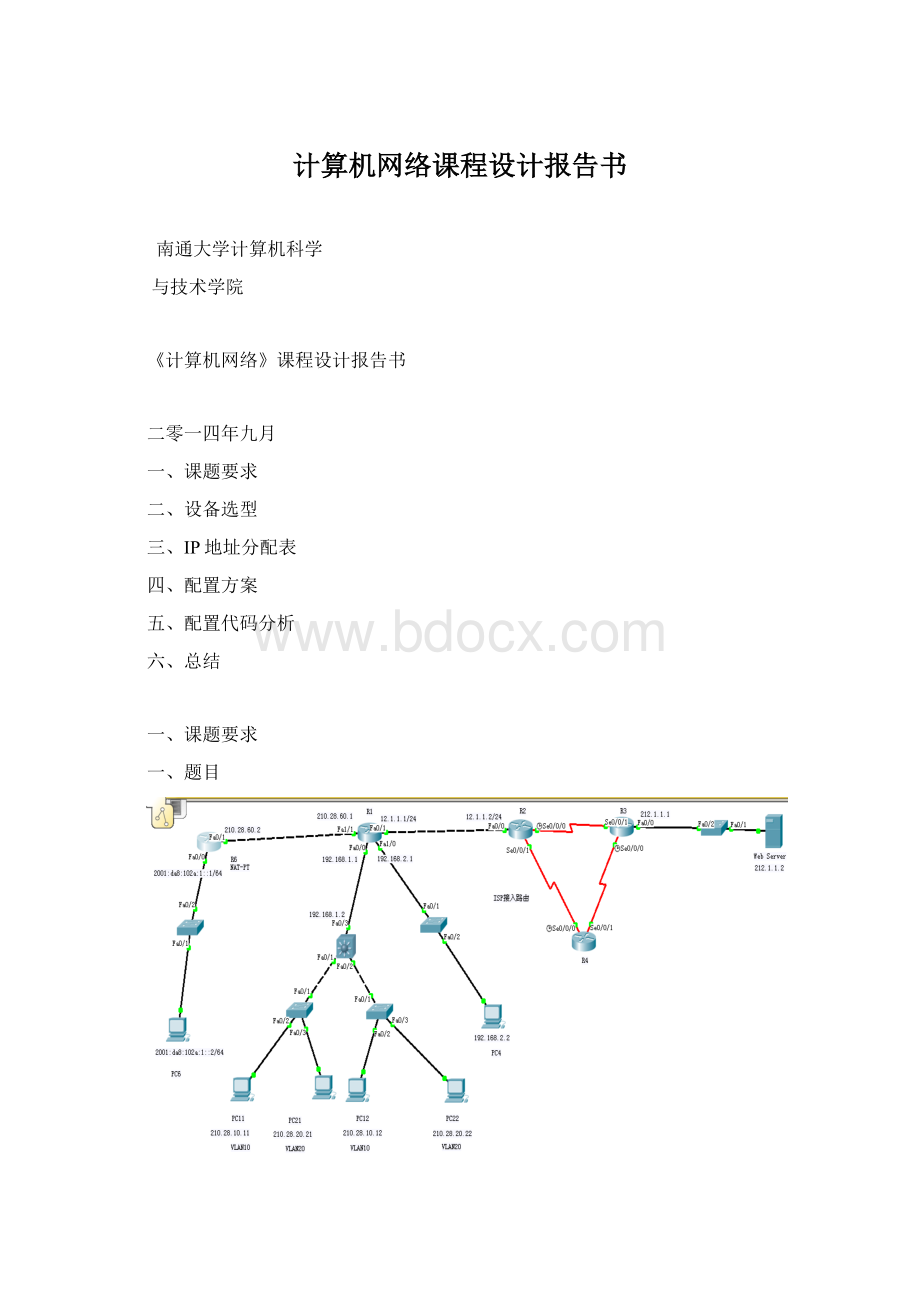 计算机网络课程设计报告书Word下载.docx_第1页