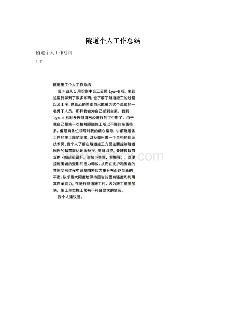 隧道个人工作总结.docx