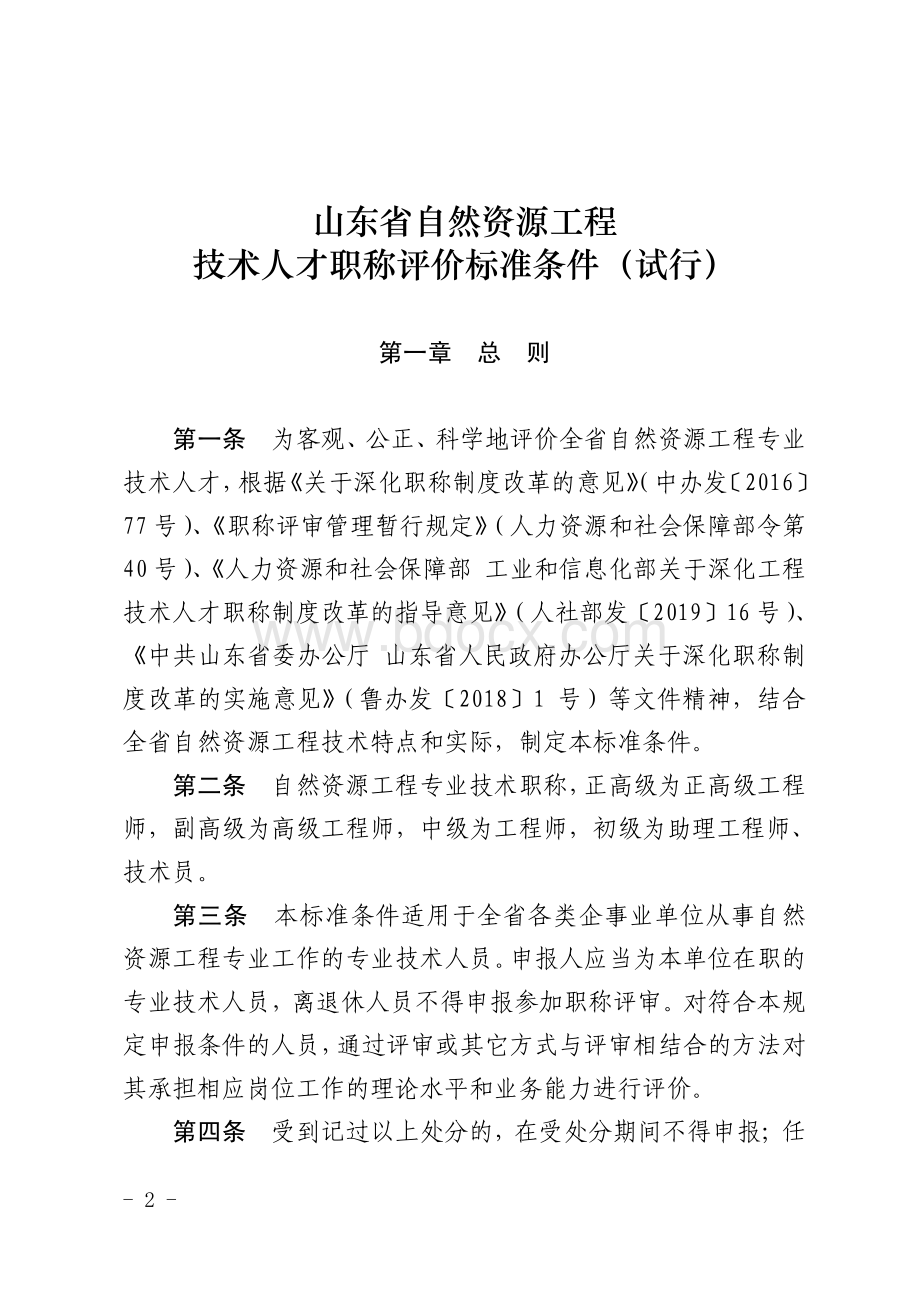 自然资源工程技术人才职称评价标准条件（鲁自然资规〔2019〕4号）（自2019年起施行有效期至2024年）资料下载.pdf_第2页