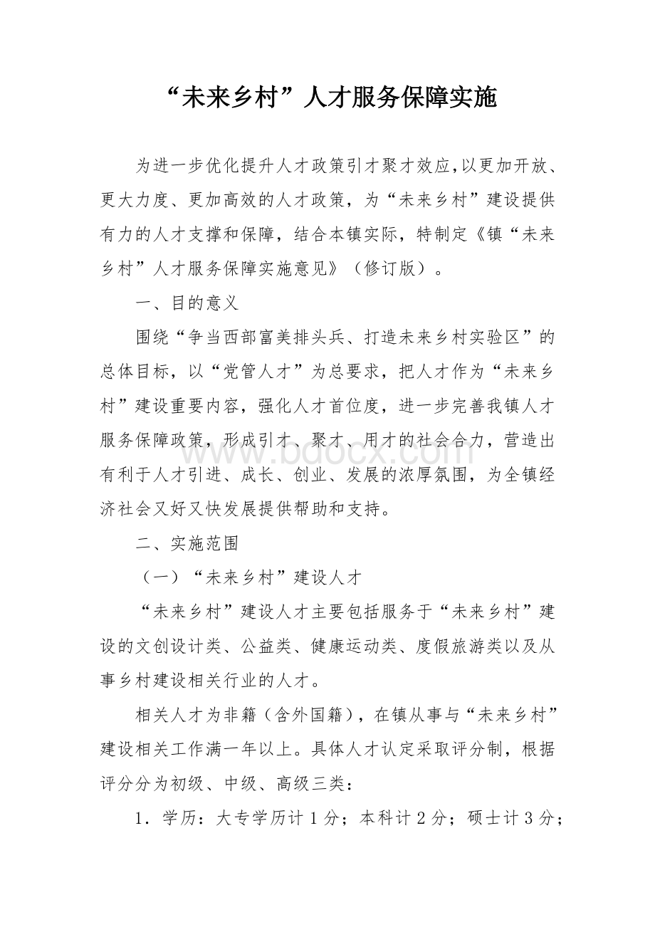 “未来乡村”人才服务保障实施Word格式文档下载.docx