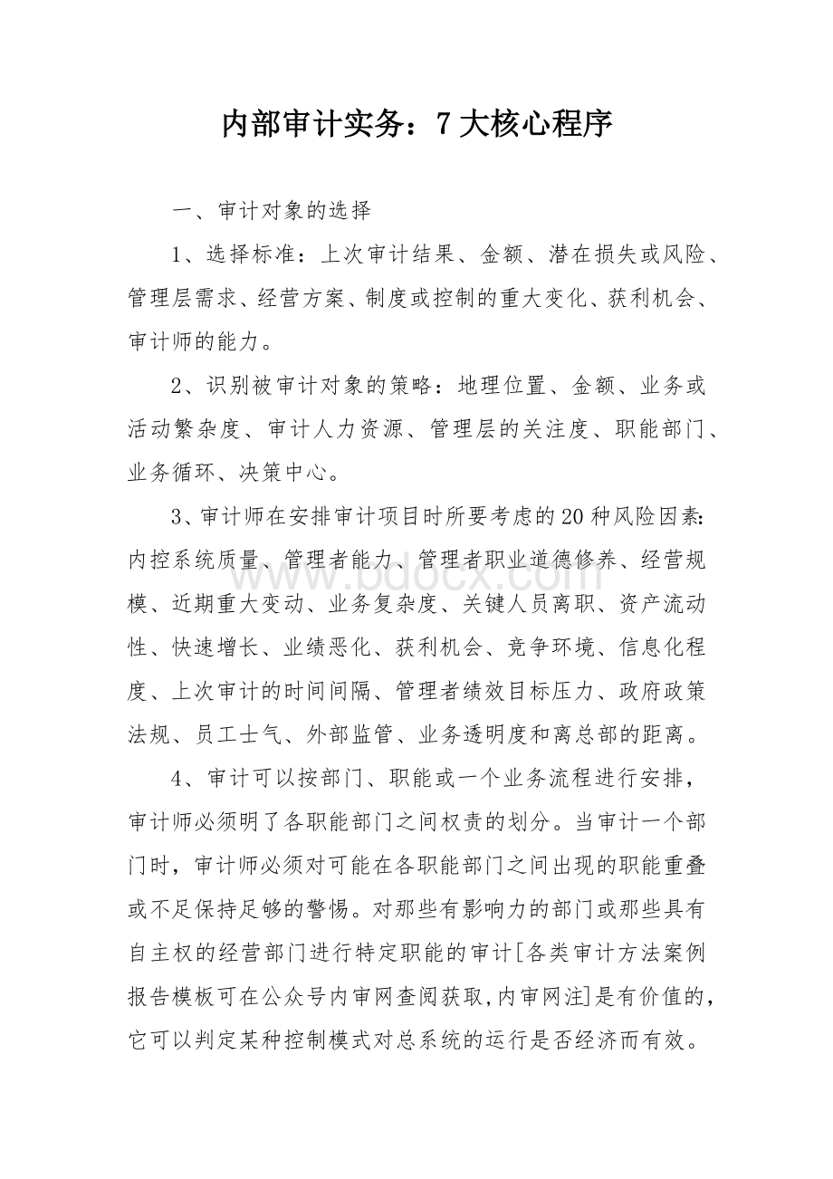 内部审计实务：7大核心程序Word文档格式.docx