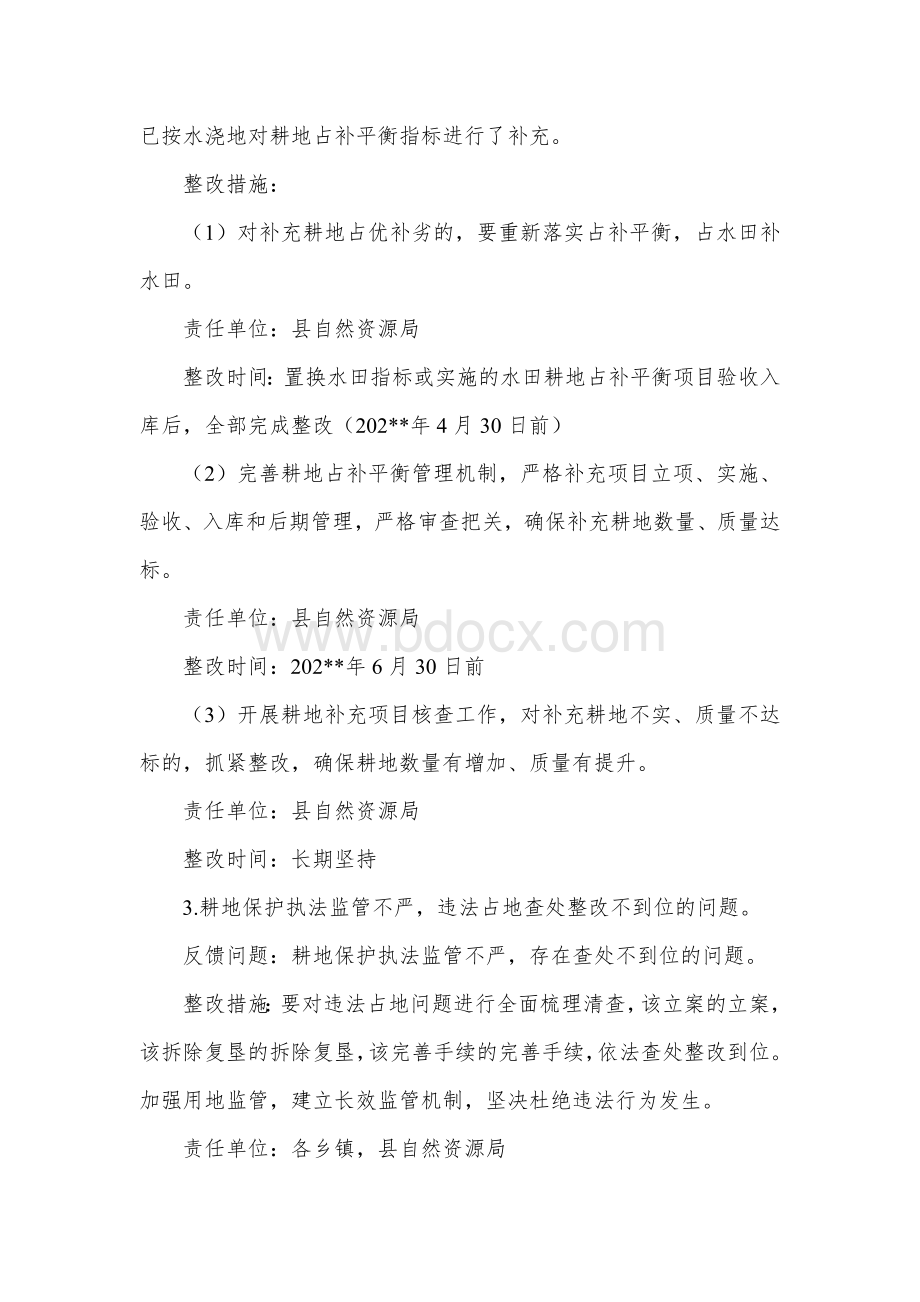 自然资源督察局耕地保护督察反馈问题整改方案Word文档格式.docx_第3页