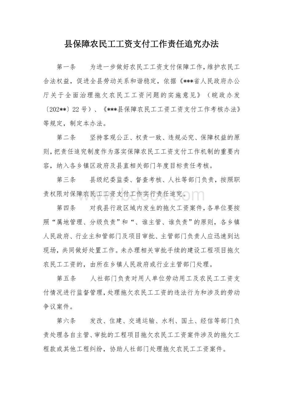 县保障农民工工资支付工作责任追究办法Word文档格式.docx